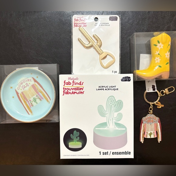 Michaels Accessories - Western Stocking Stuffers- Keychain, Mini Vase, Tray, Light, Bottle Opener